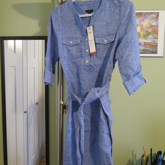 NWT: Talbots Linen Popover Shirtdress - Cross-Dye with Belt - Picture 1 of 6